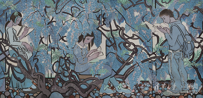 劉巨???紫藤???紙本設(shè)色 250cmx501cm 2017.jpg