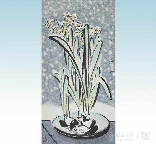 劉巨???冬日水仙 紙本設(shè)色 139cmx69cm 2016.jpg